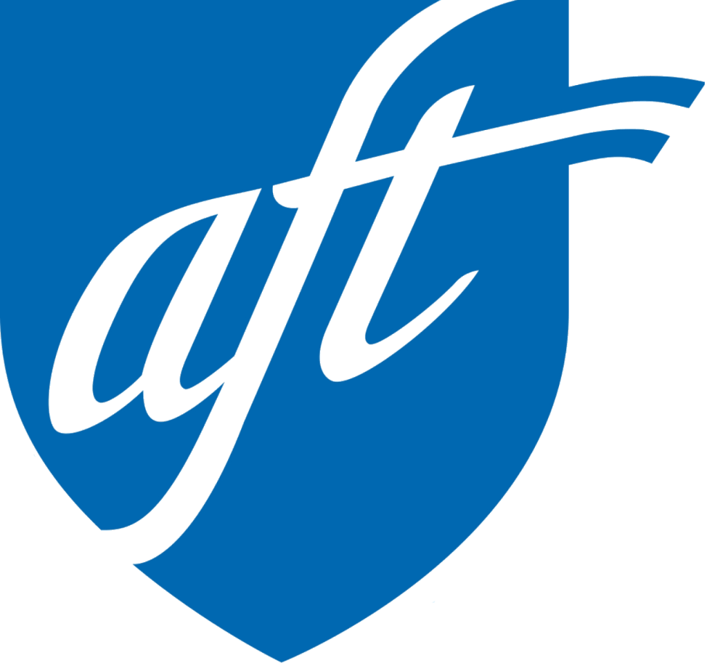 American Federation of Teachers logo representing its partnership with New York Life, providing school personnel with resources including videos, presentations, and book suggestions on supporting students.